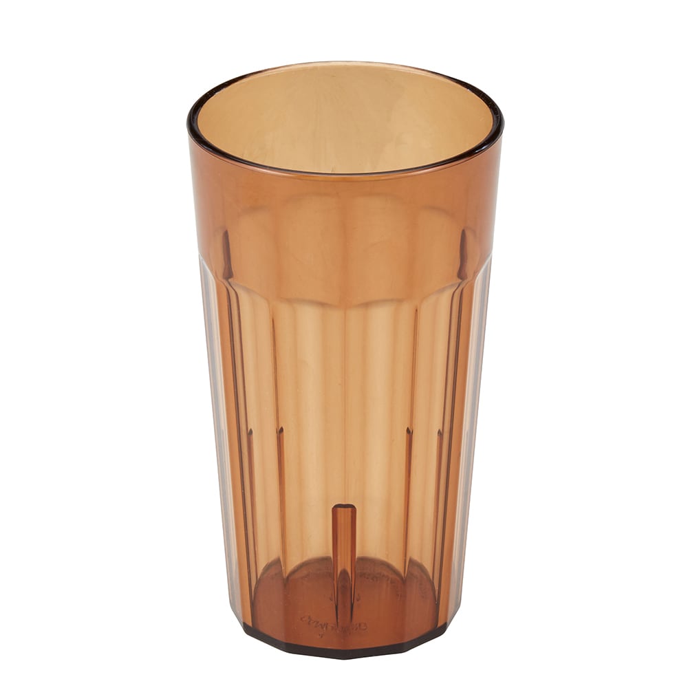 144-NT12153 12 3/5 oz Amber Fluted Plastic Tumbler