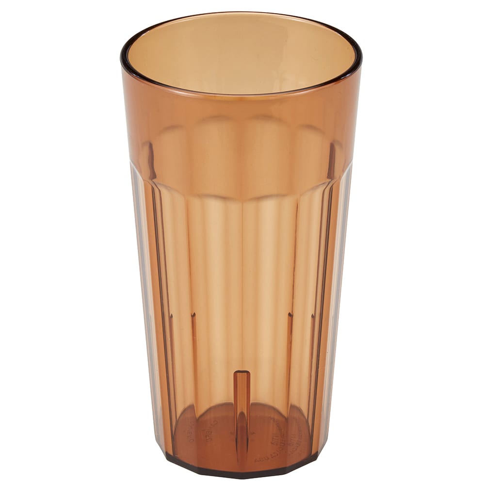 144-NT16153 16 2/5 oz Amber Fluted Plastic Tumbler