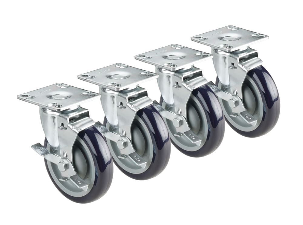 381-28101S 4 Piece Universal Plate Caster Set w/ 3" Wheel, 4 x 4"