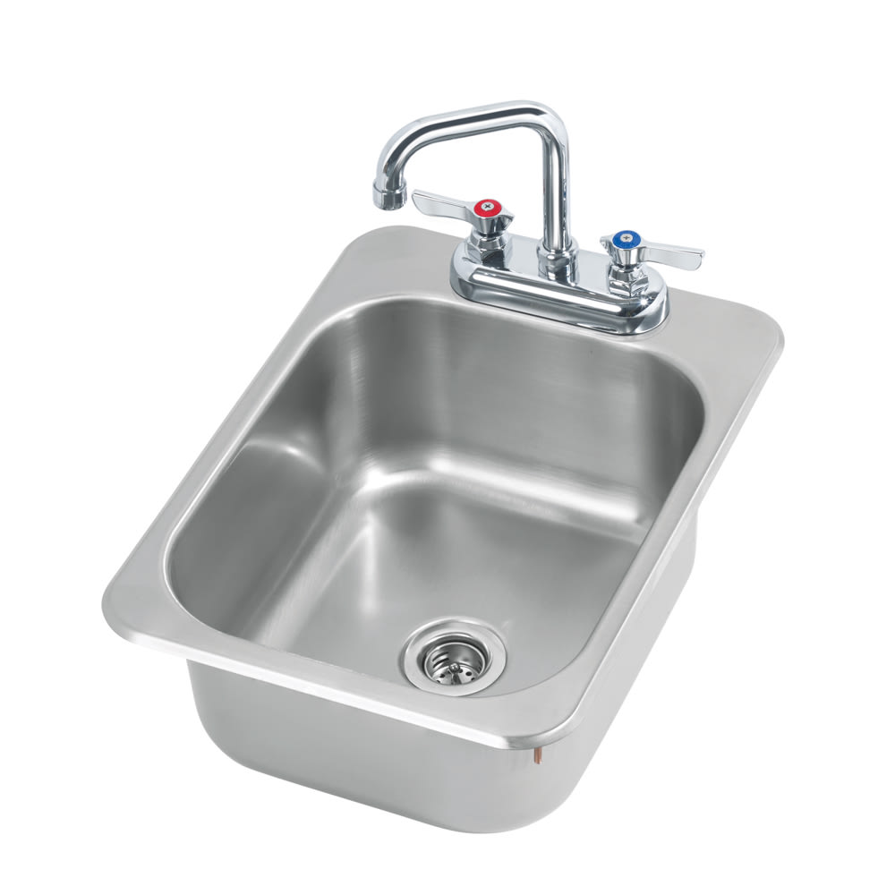 381-HS1317 Drop-in Commercial Hand Sink w/ 17"L x 13"W x 5 1/2"D Bowl, Gooseneck F...