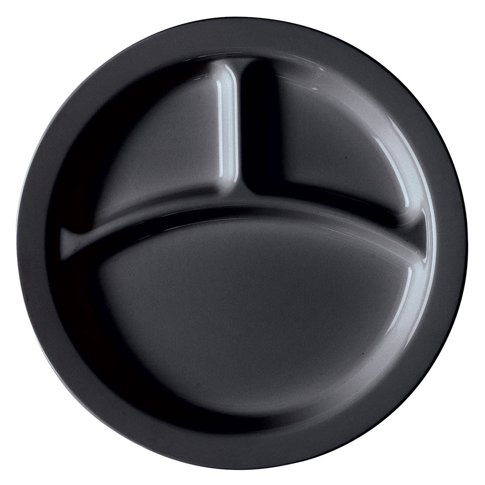 144-93CW110 9" Round Plastic Dinner Plate, Black