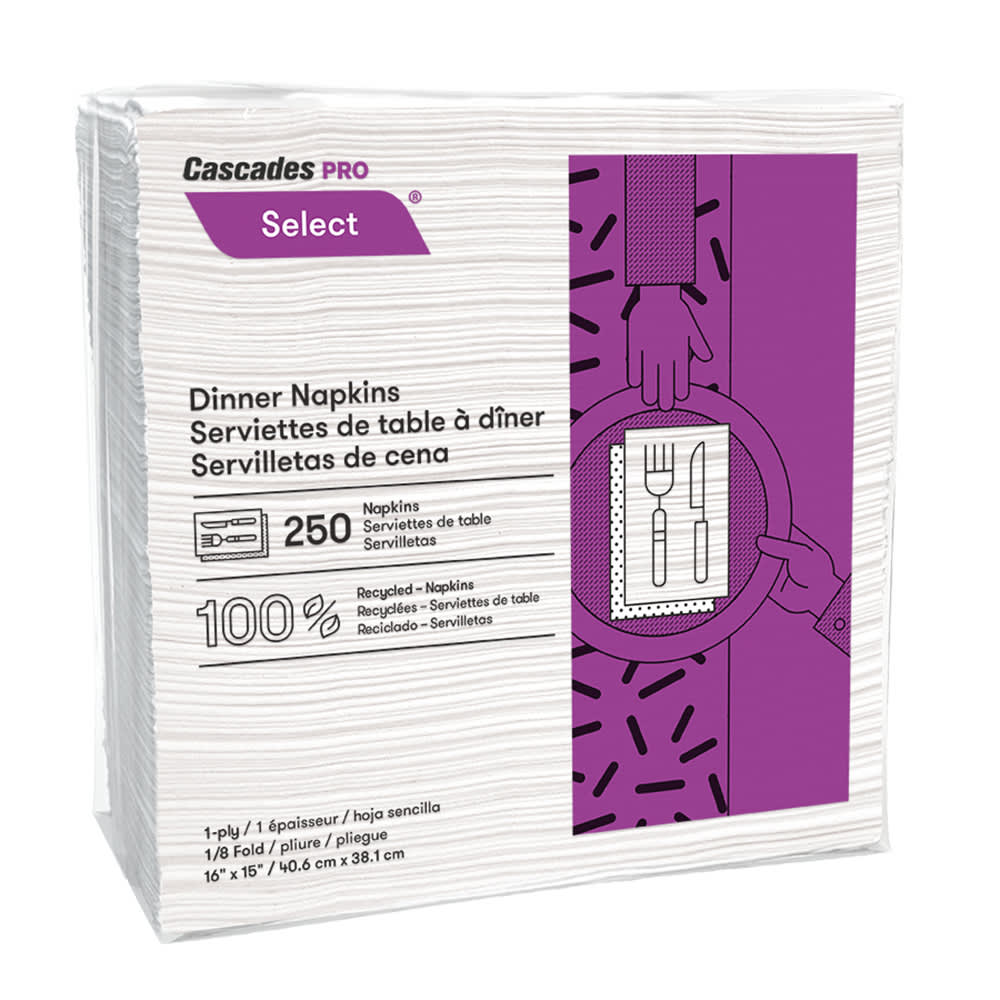 538-N050 1/8 fold Dinner Napkins - 2 ply, White