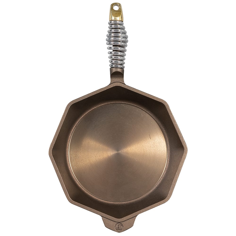 280-S1010001 10" Octagonal Seasoned Cast Iron Skillet w/ Steel Spring Handle