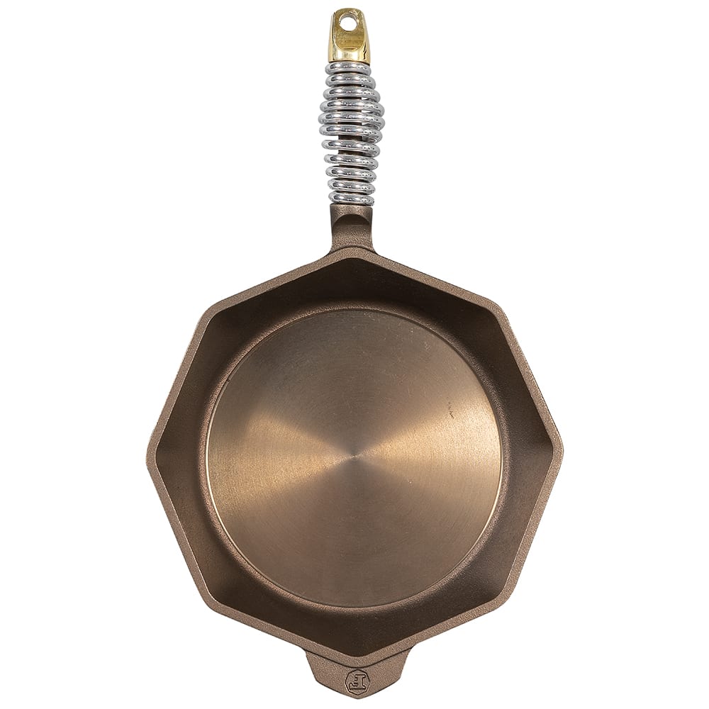 280-S1210001 12" Octagonal Seasoned Cast Iron Skillet w/ Steel Spring Handle