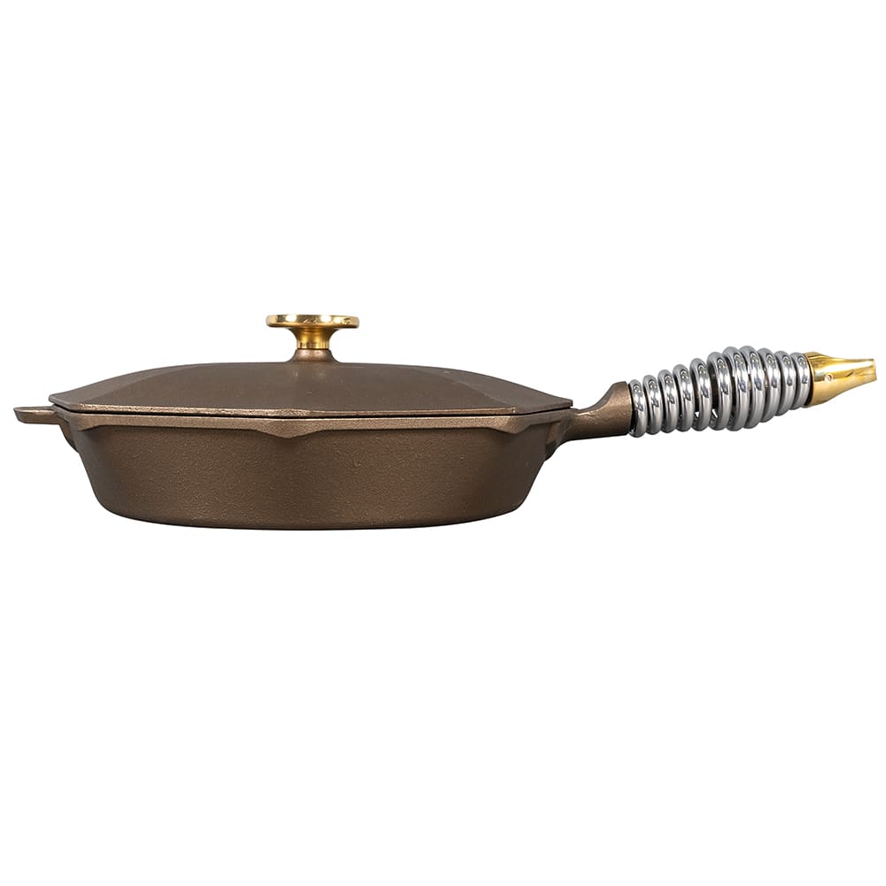 FINEX SL12-10001 12 Octagonal Pre-Seasoned Cast Iron Skillet with Speed  Cool Spring Handle and Cover