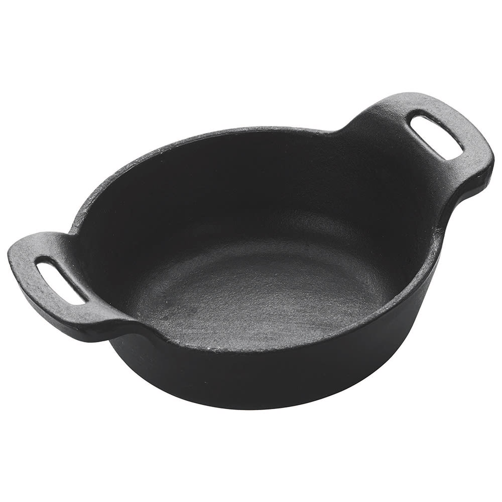 080-CASM5R 5 1/8" Round Mini Induction Server - Cast Iron, Matte Black Enamel