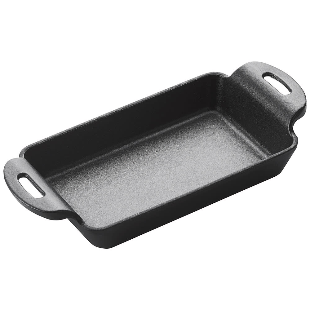 080-CASM7RT Rectangular Mini Induction Server - 7" x 4 3/4", Cast Iron, Matte Black Ena...
