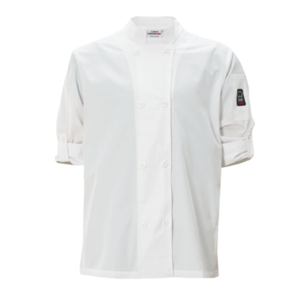 080-UNF12WL Signature Chef's Jacket w/ Long Sleeves - Poly/Cotton, White, Large