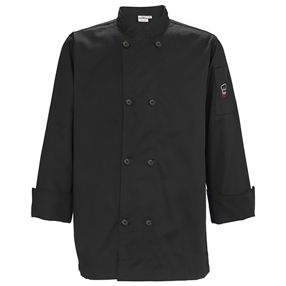 080-UNF6KXL Men's Signature Chef™ Long Sleeve Chef Jacket - X-Large, Black, Poly-Cotton