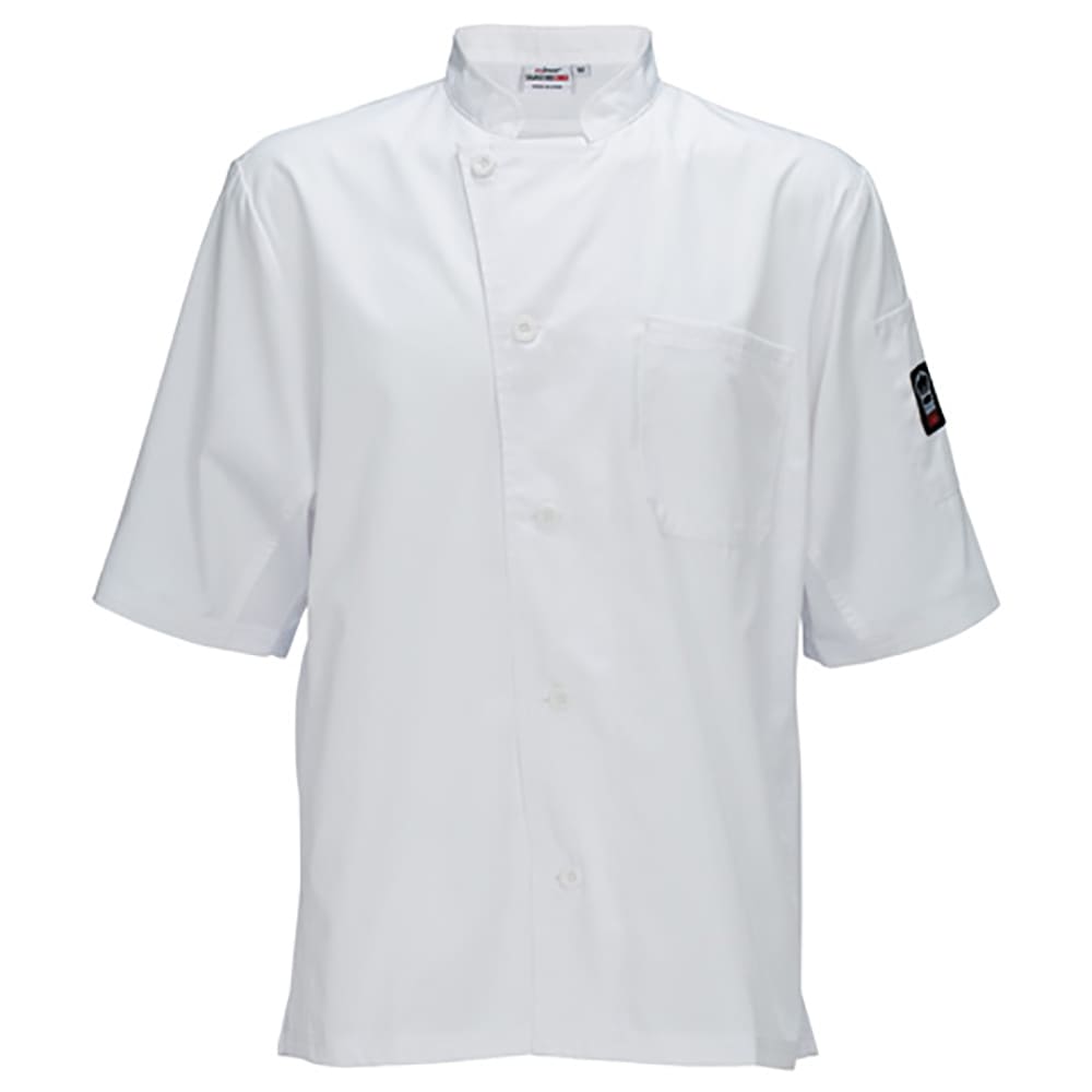 080-UNF9WS Broadway Ventilated Chef's Shirt w/ Short Sleeves - Poly/Cotton, White, Small