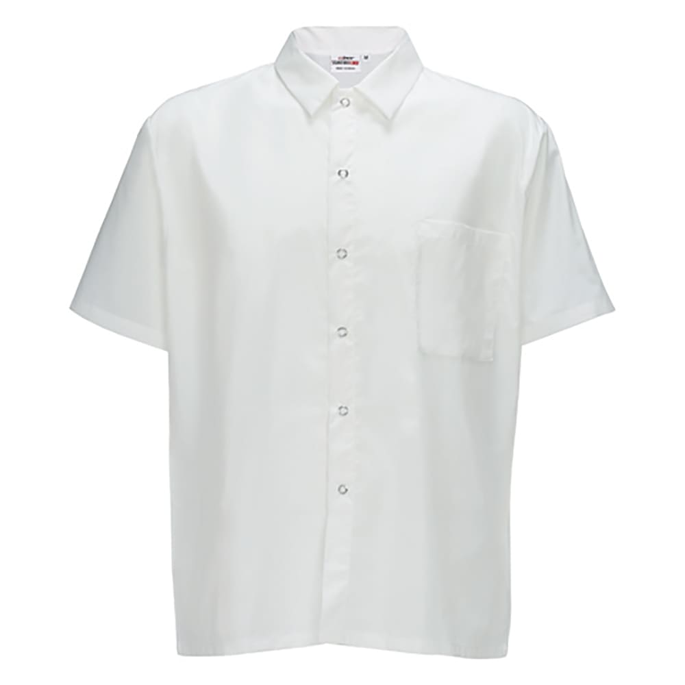 080-UNF1WL Broadway Chef's Shirt w/ Short Sleeves - Poly/Cotton, White, Large