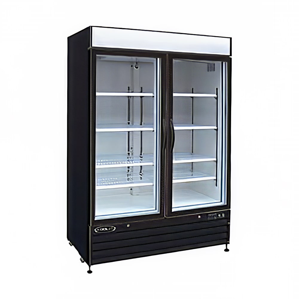 Kool-It KGF-48 54" Two Section Display Freezer w/ Swing Doors - Bottom Mount Compressor, Black, 115v