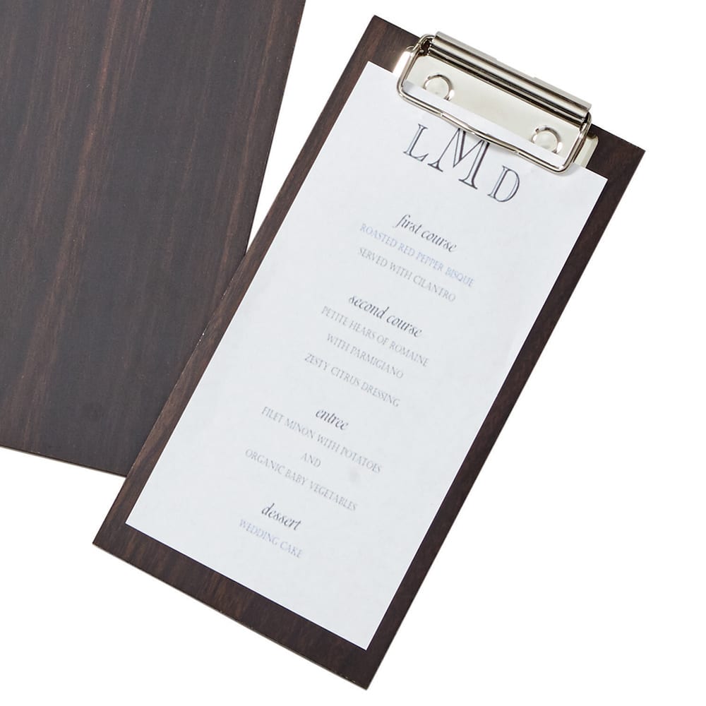 Ameican Metalcaft CB8 & 4" X 8" Espesso Wood Menu Holde Clipboard 35220