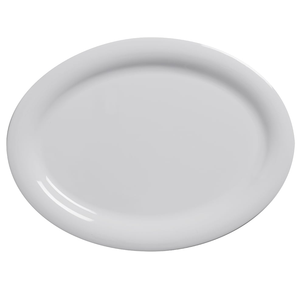 166-DPL9WH 9 3/4" x 7 1/4" Oval Jane Platter - Melamine, White