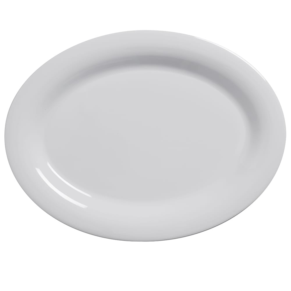 166-DPL12WH 12" x 9" Oval Jane Platter - Melamine, White