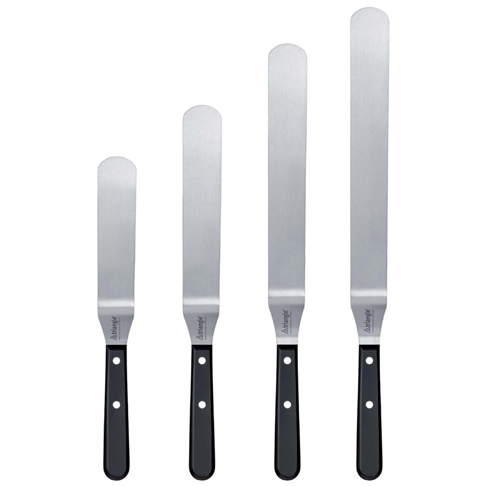 Louis Tellier 7351120 8" Offset Decorating & Icing Spatula Stainless Steel Blade & Black Plastic Handle