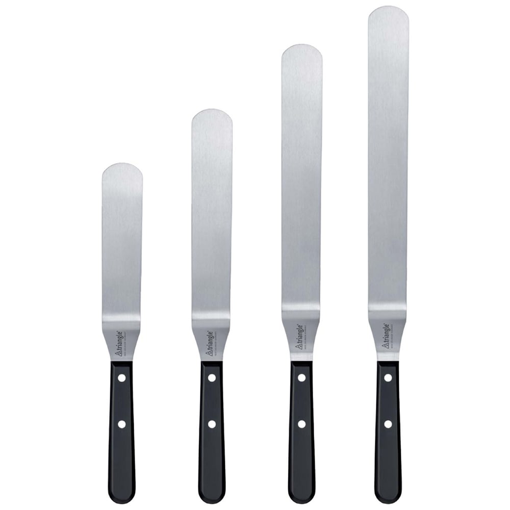 Louis Tellier 7351125 10" Offset Decorating & Icing Spatula Stainless Steel Blade & Black Plastic Handle