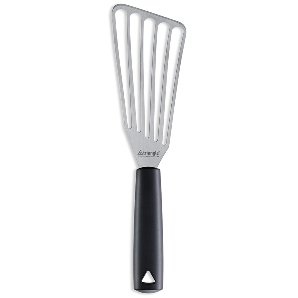 330-7353516 Angled Slotted Turner w/ Stainless Steel Blade & Black Polypropylene Handle