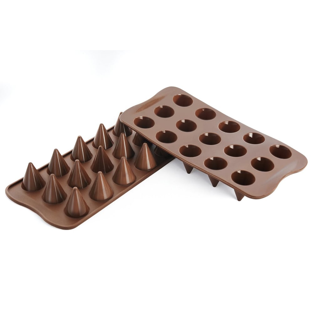 Louis Tellier SCG20 Kono Chocolate Mold w/ 15 Sections - Silicone, Brown