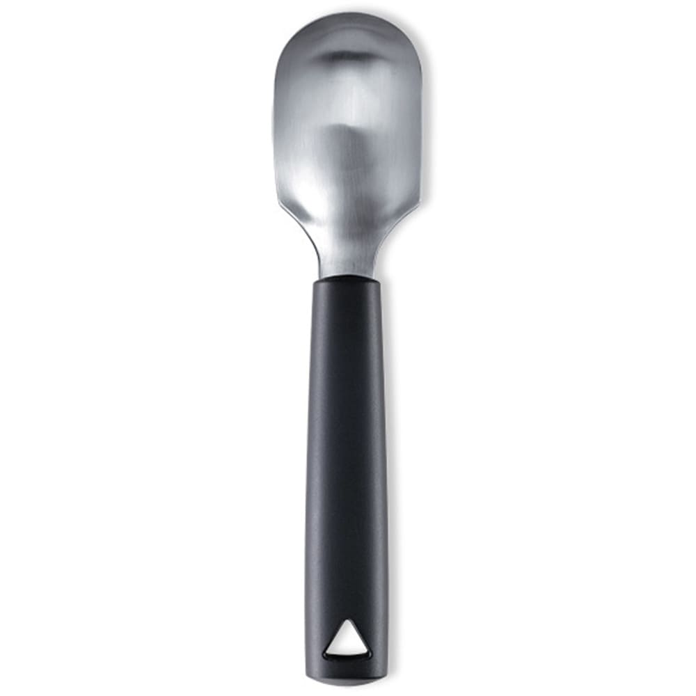 Louis Tellier 728206002 7" Frosted Fruit Spoon - Stainless Steel w/ Black Plastic Handle