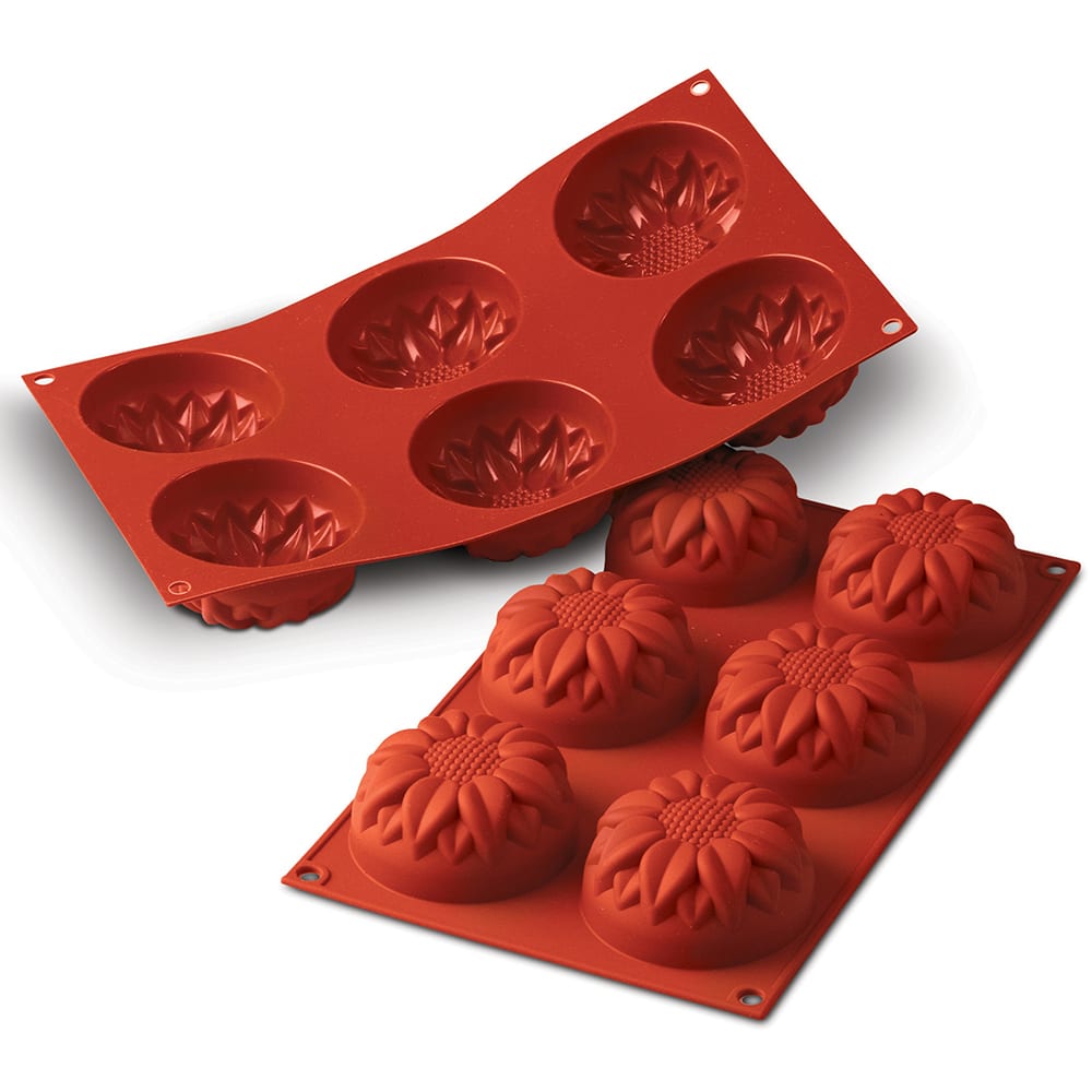 Louis Tellier SF076 Sunflower Mold w/ 15 Sections - Silicone, Red