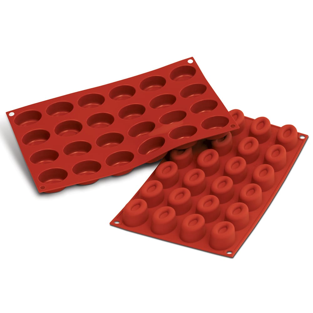 Louis Tellier SF084 Oval Savarin Mold w/ 24 Sections - Silicone, Red
