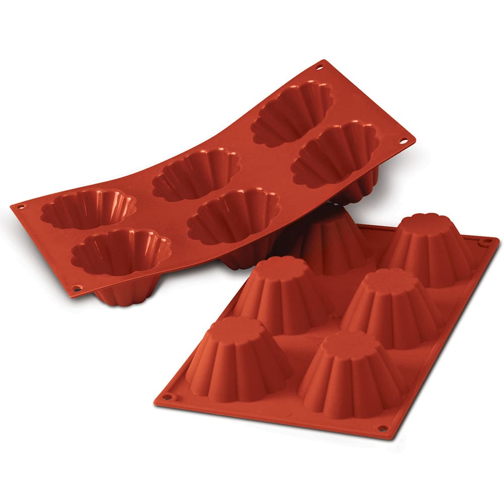 Louis Tellier SF034 Briochette Mold w/ 6 Sections - Silicone, Red
