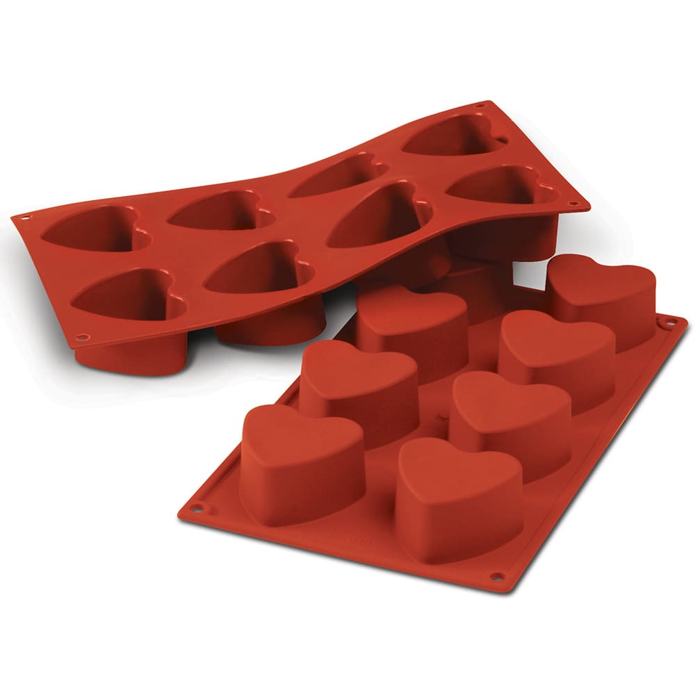 Louis Tellier SF040 Heart Mold w/ 8 Sections - Silicone, Red
