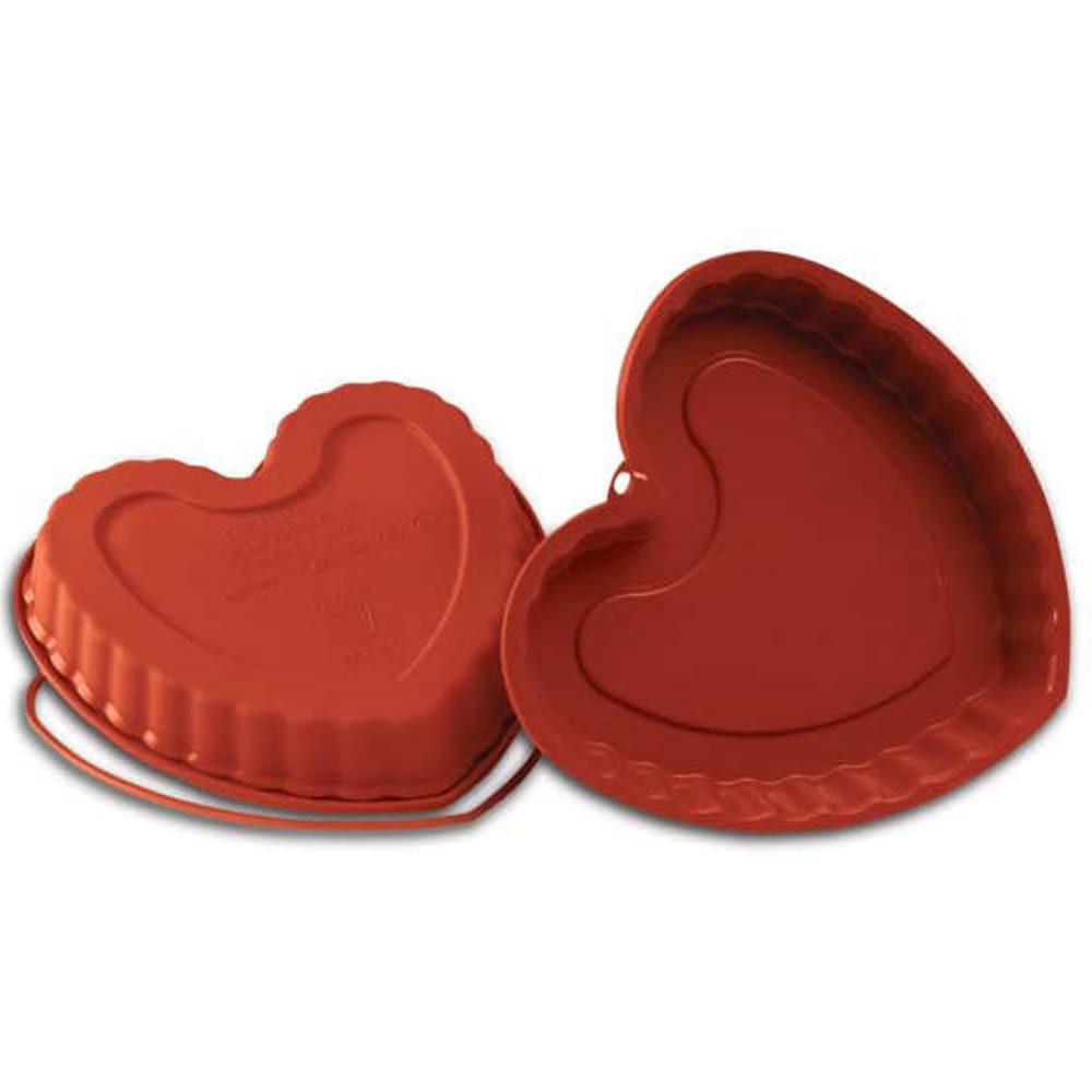 Louis Tellier SFT210 8 5/8" Heart Mold - 1 1/4"H, Silicone, Red