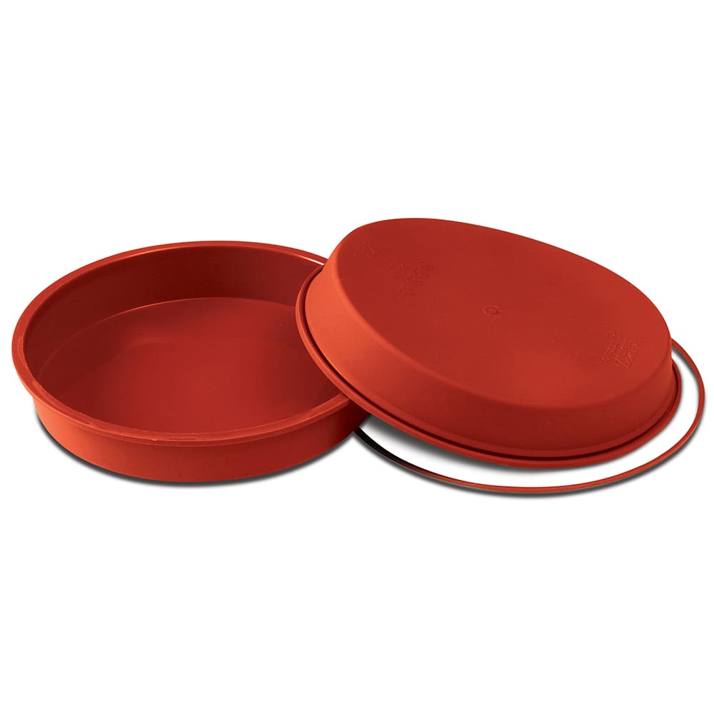 Louis Tellier SFT126 10 1/4" Round Mold - 1 3/4"H, Silicone, Red