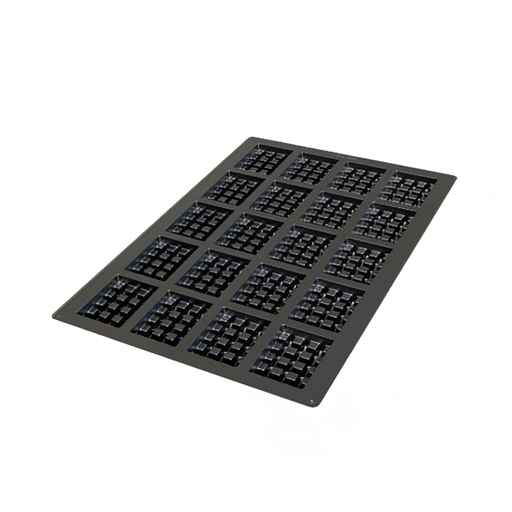 Louis Tellier SQ052 Square Waffle Mold w/ 20 Sections - Silicone, Black
