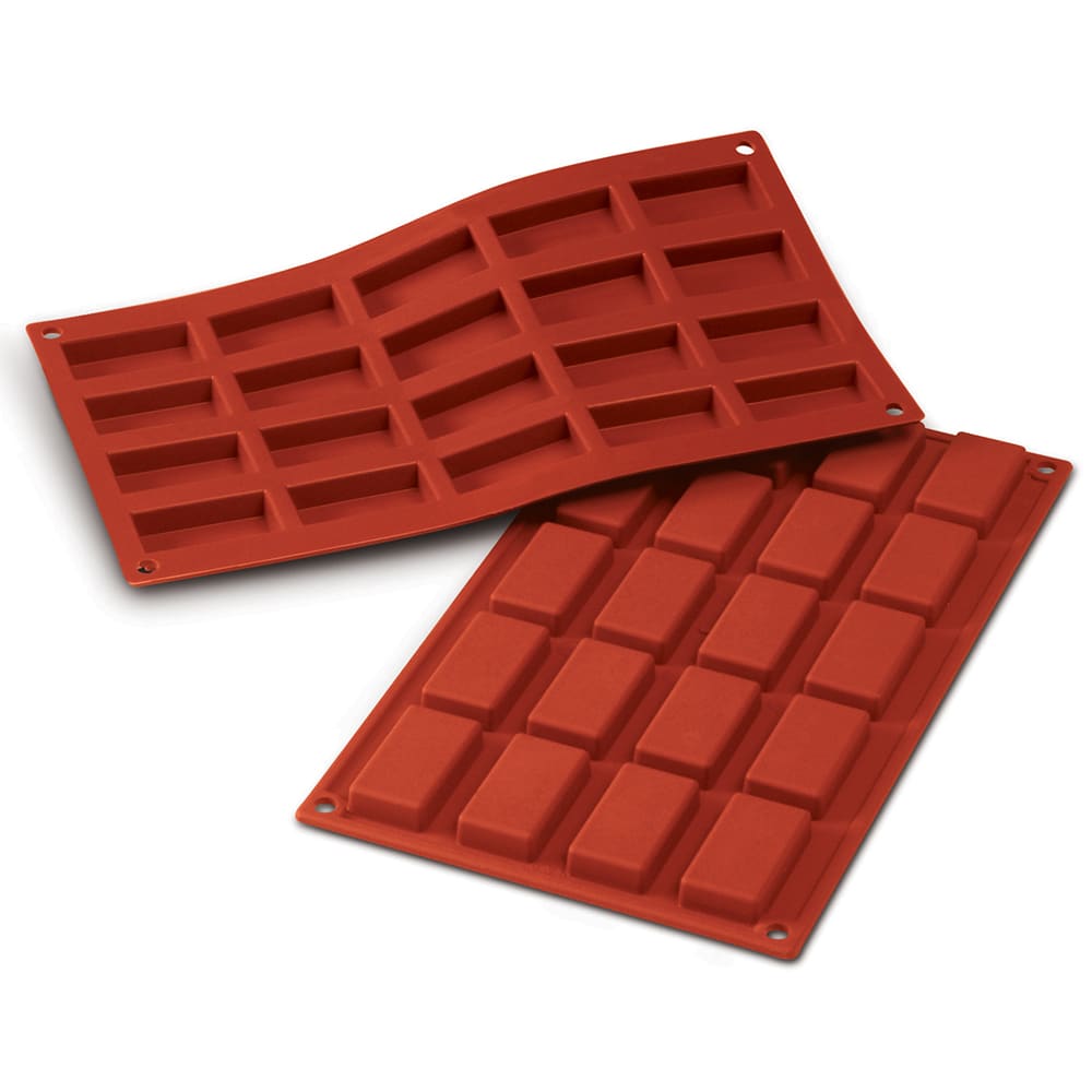 Louis Tellier SF025 Mini Finanziere Mold w/ 20 Sections - Silicone, Red