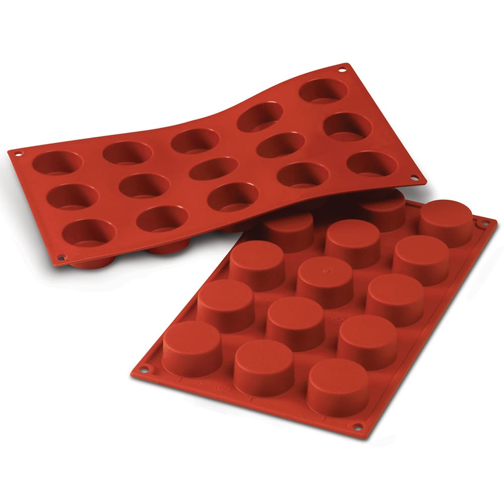 Louis Tellier SF027 Petit Four Mold w/ 15 Sections - Silicone, Red