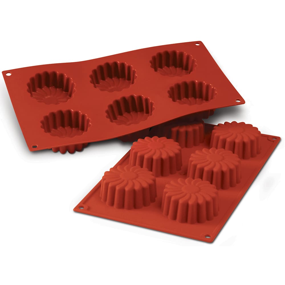 Louis Tellier SF056 Marguerite Mold w/ 6 Sections - Silicone, Red