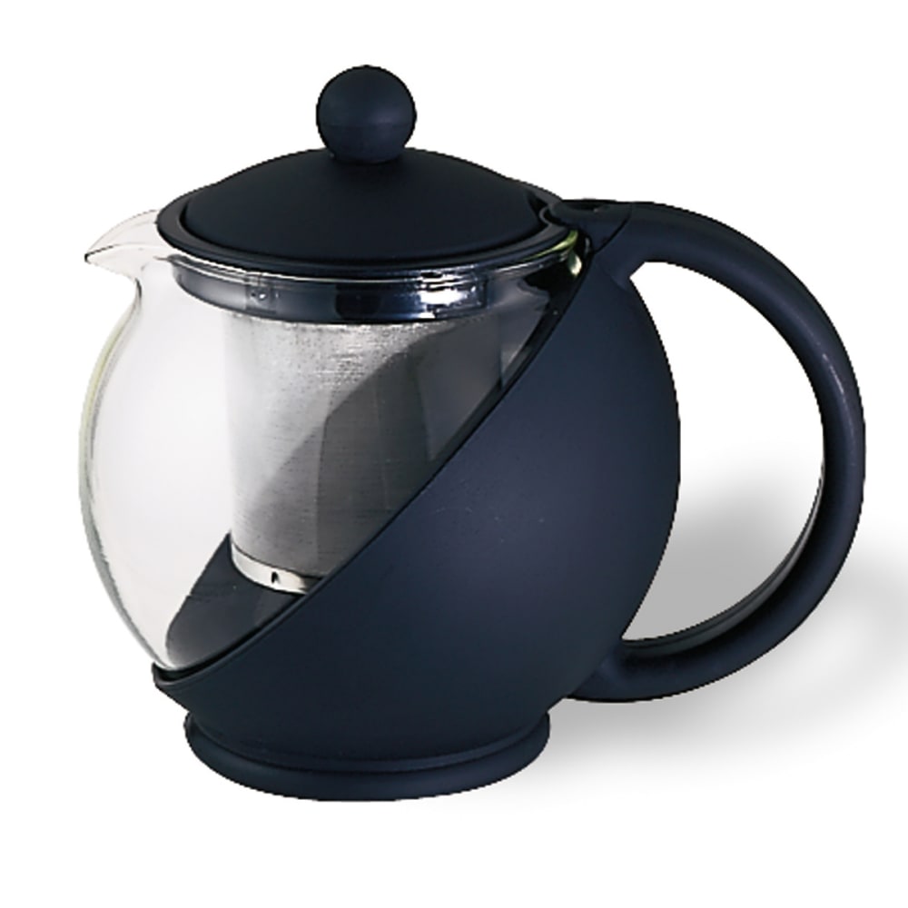Service Ideas TB600CC 3/5 liter Tea Press w/ Removable Tea Basket, Glass Liner, Black