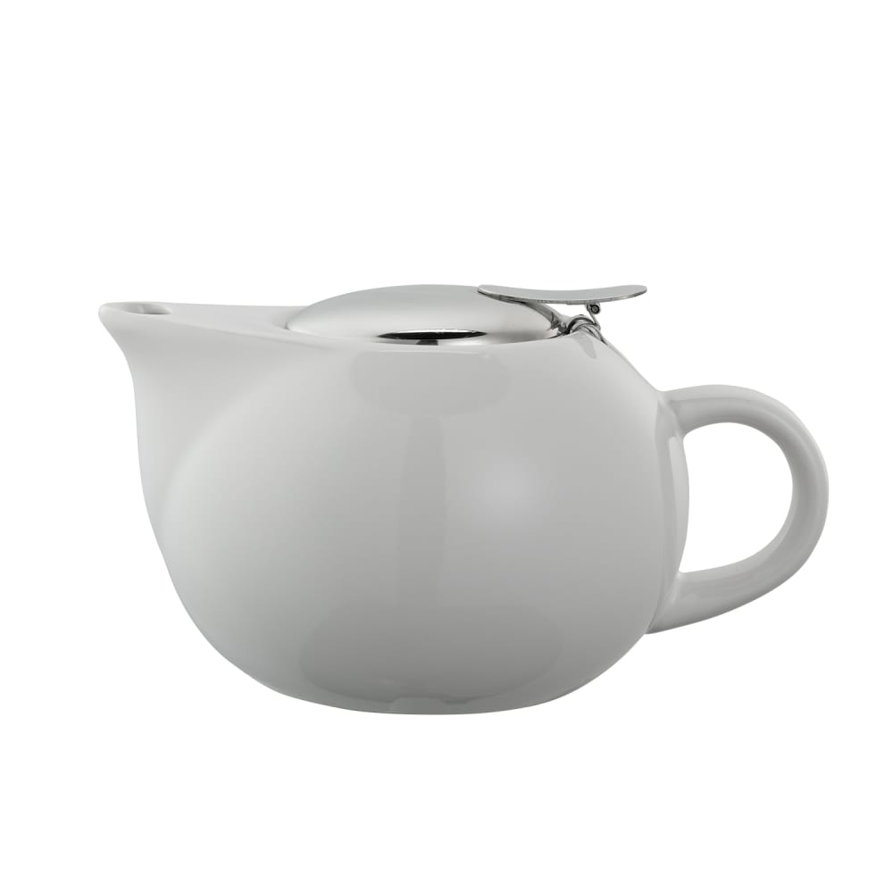 Service Ideas TPC16WH 16 oz Teapot w/ Lid, Infuser Basket, White Ceramic