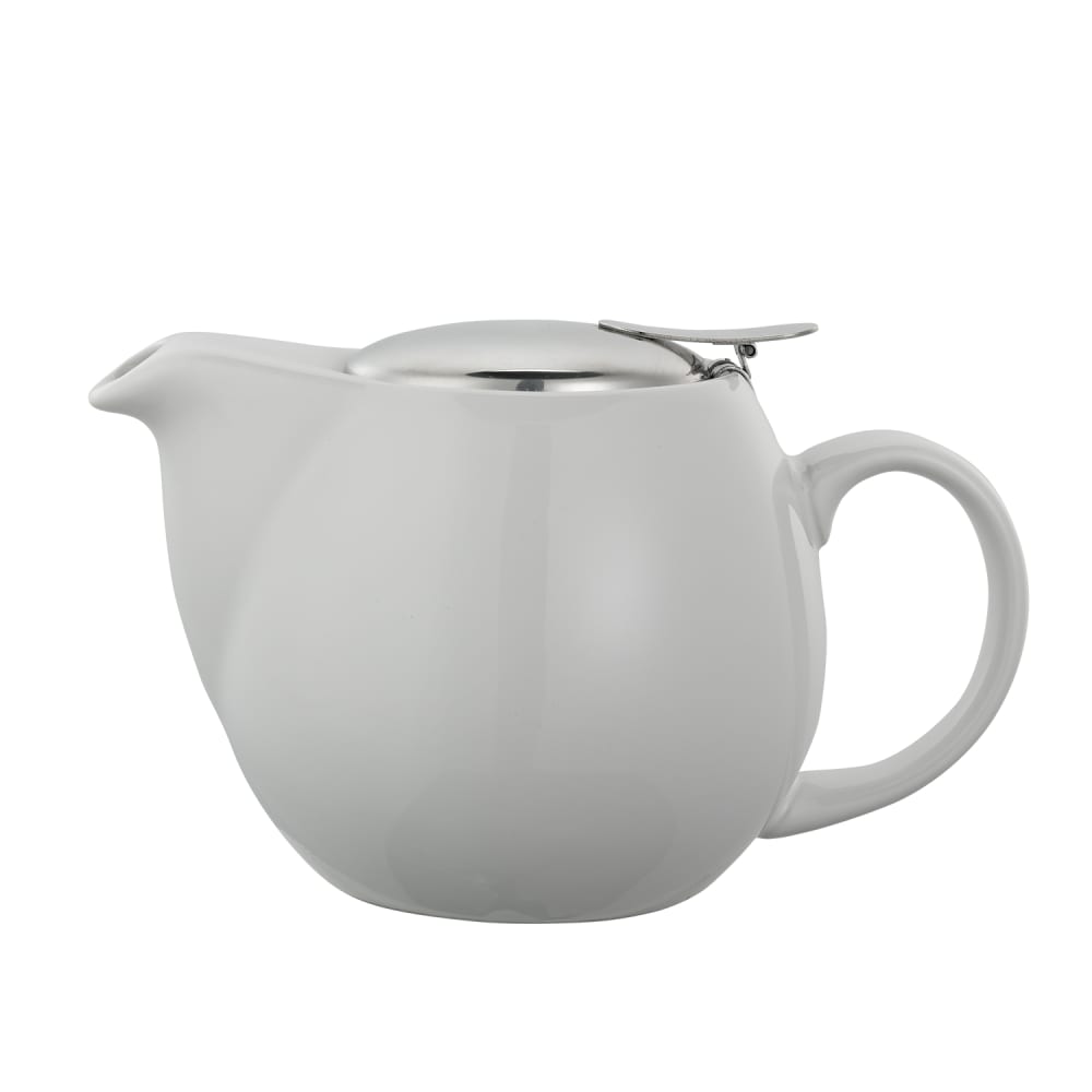 482-TPCV16WH 16 oz Oval-Style Teapot w/ Lid & Infuser Basket, White Ceramic