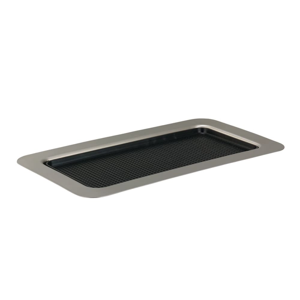 482-TR137RI Rectangular Non Slip Tray - 13 1/2" x 7 1/2", Brushed Stainless