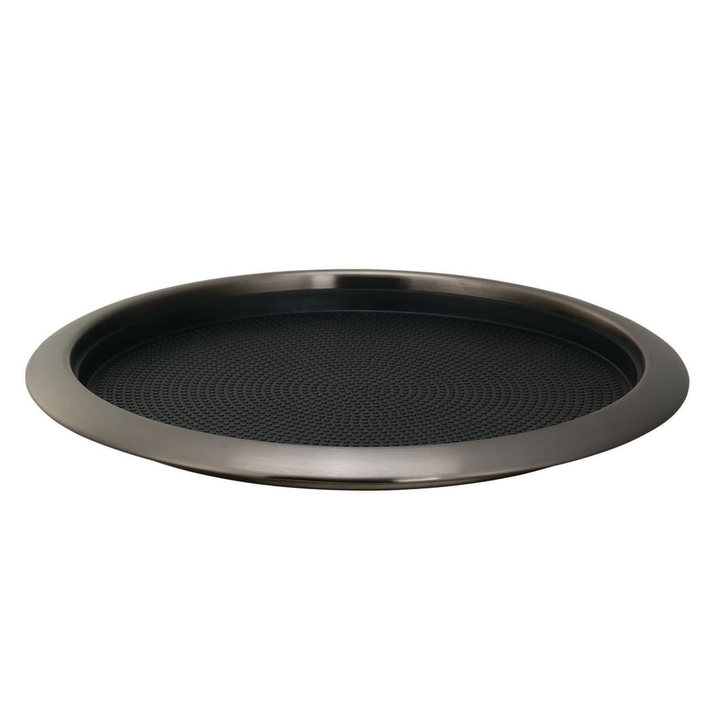 482-TR1412RIDT 14" Round Serving Tray - Stainless Steel, Dark Tungsten