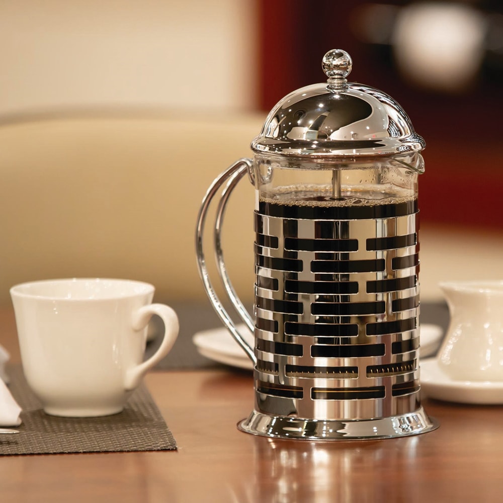 Service Ideas T477B 20 oz French Press Stainless Steel Frame Glass Liner