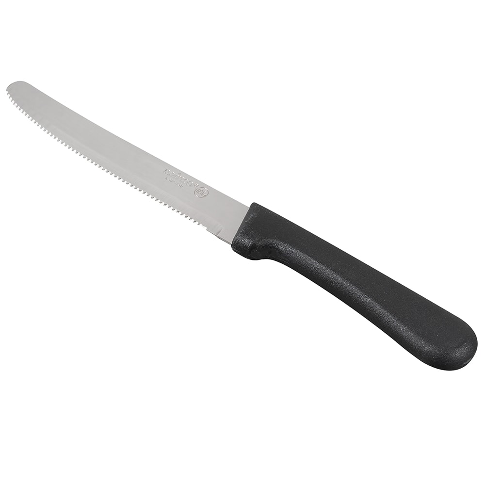 Winco - K-50P - Steak Knives, 5 Blade, Black PP Hdl, Round Tip - Flatware