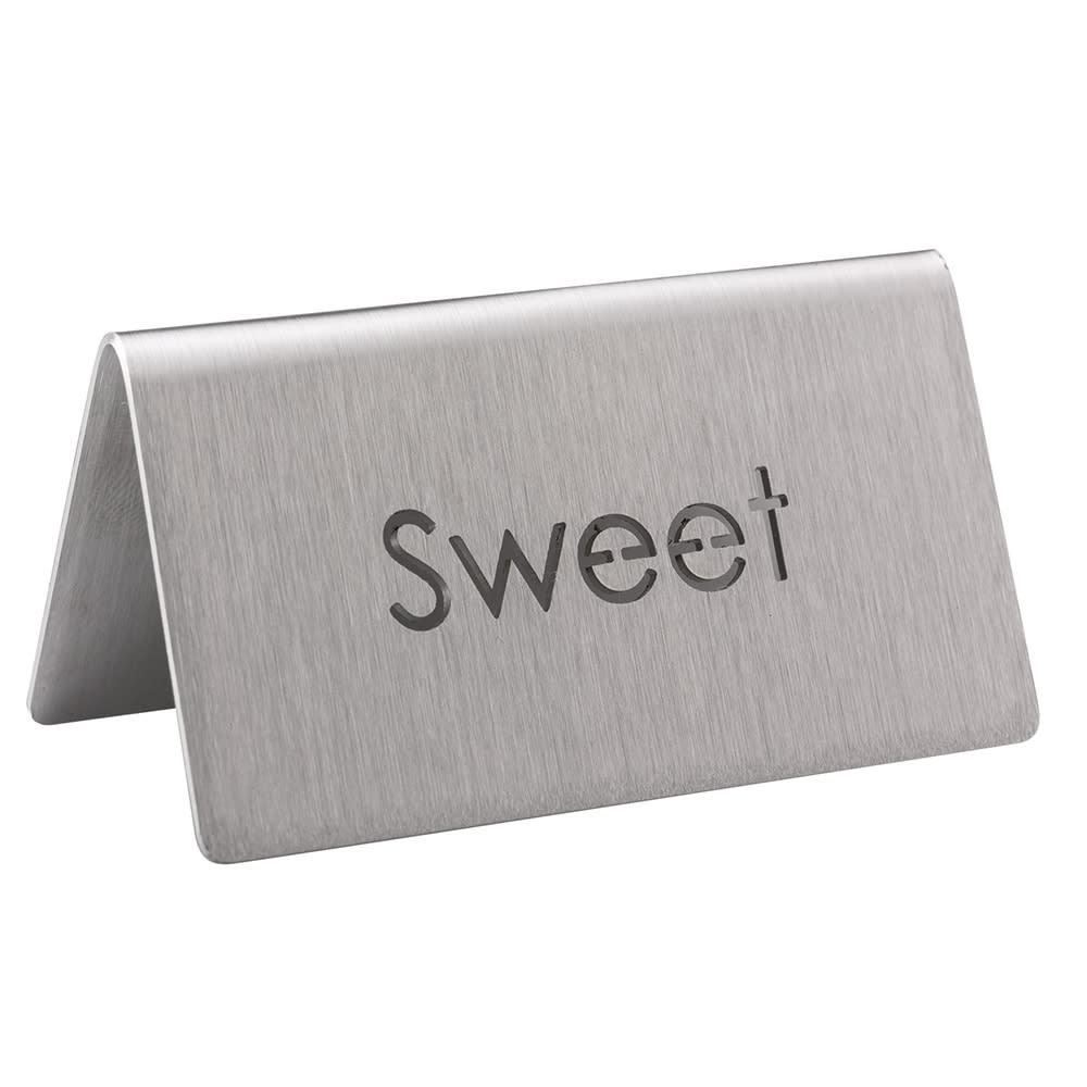 482-1CBFSWEETMOD "Sweet" Table Tent Sign - 3"W x 1 1/2"H, Brushed Stainless S...