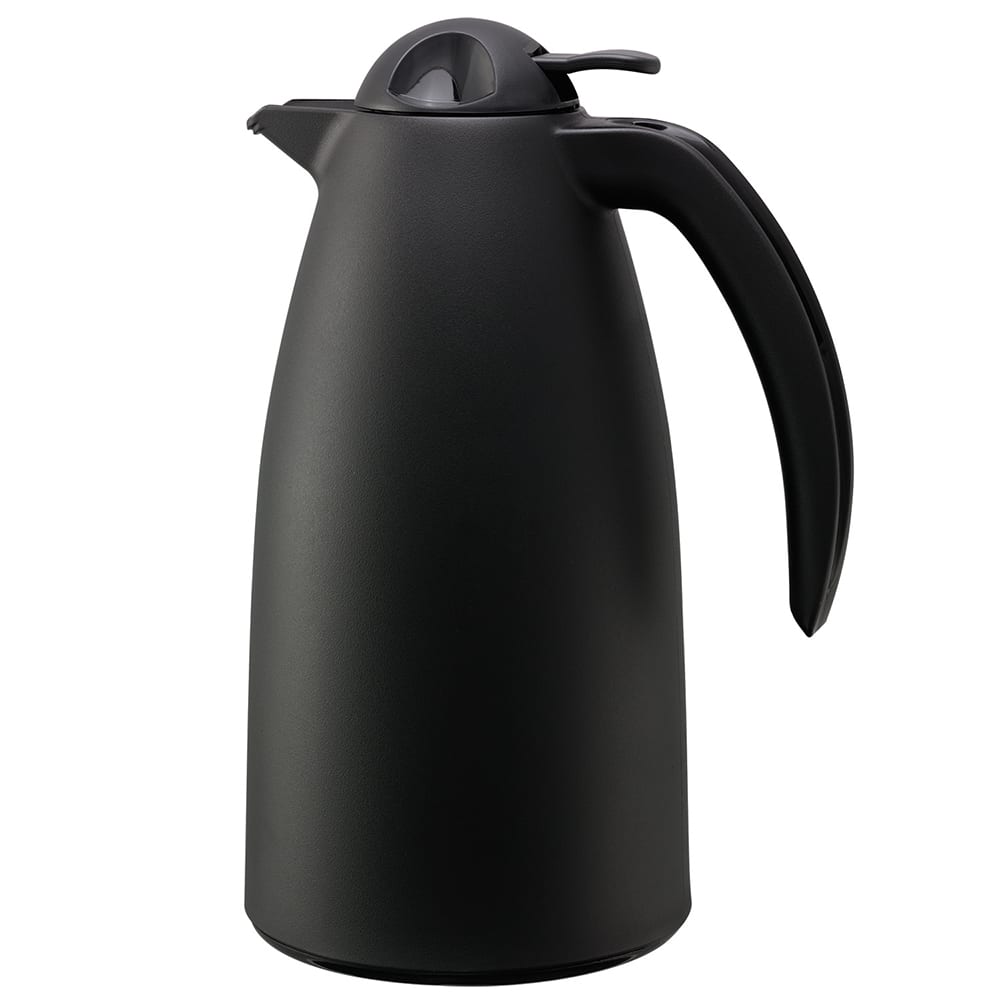 482-ALPH10BL 1 liter Vacuum Carafe w/ Push Button Lid & Glass Liner - Plastic, Black
