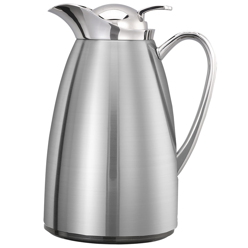482-CJZ6BS 20 oz Vacuum Carafe w/ Push Button Lid & Glass Liner - Brushed Stainless