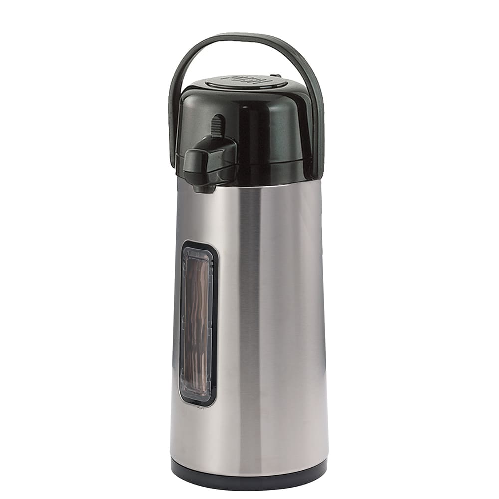 482-ECA22SGY 2 1/5 Liter Pump Style Airpot w/ Glass Liner - Vacuum Insulated, Brushed Stainless