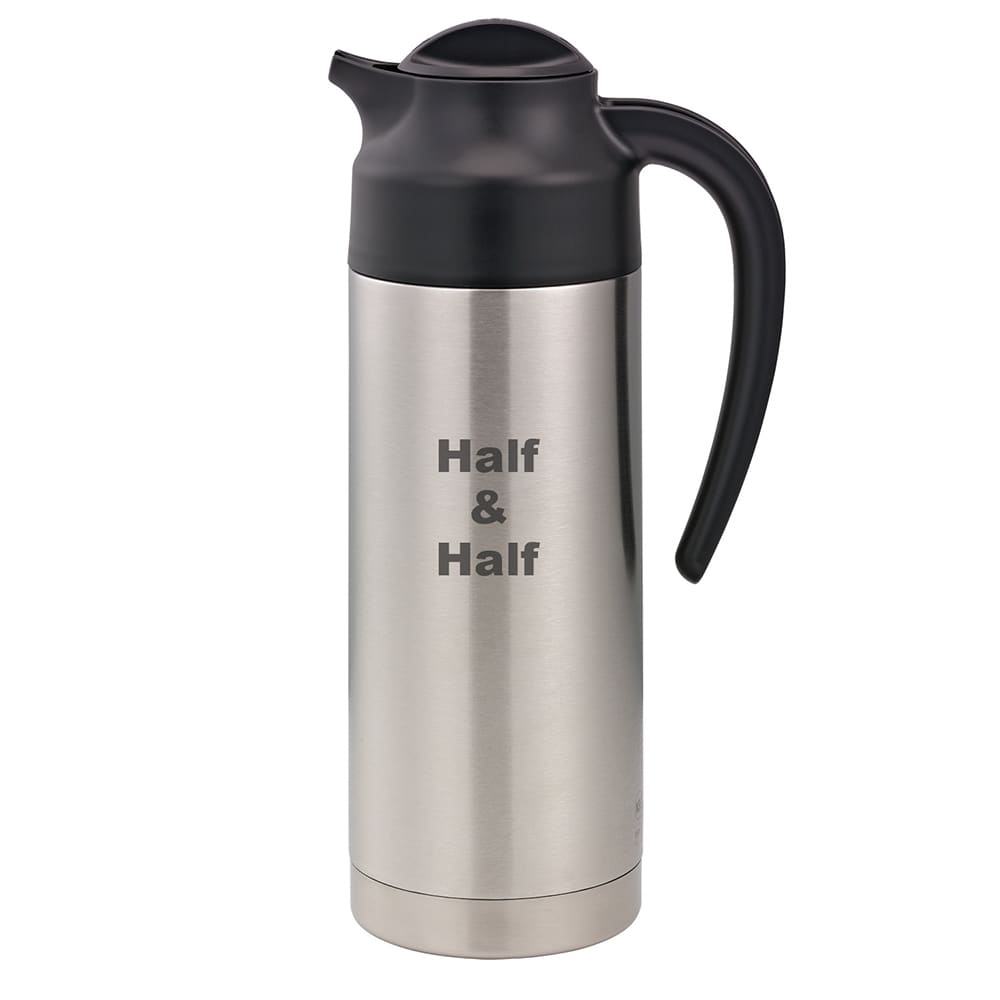 Service Ideas S2SN100HHET 1 liter Vacuum Carafe w/ Screw On Lid & Stainless Liner - Brushed Stainless