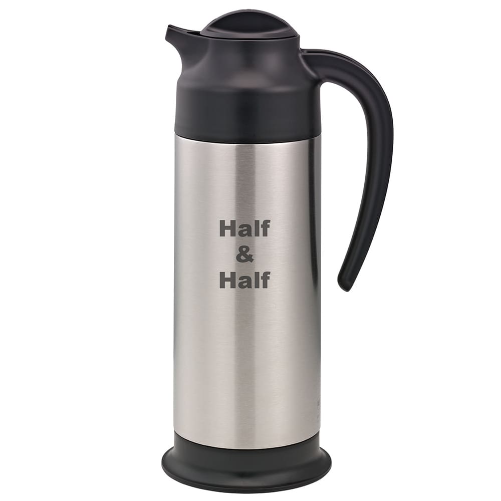Service Ideas SSN100HHET 1 liter Vacuum Carafe w/ Screw On Lid & Stainless Liner - Brushed Stainless