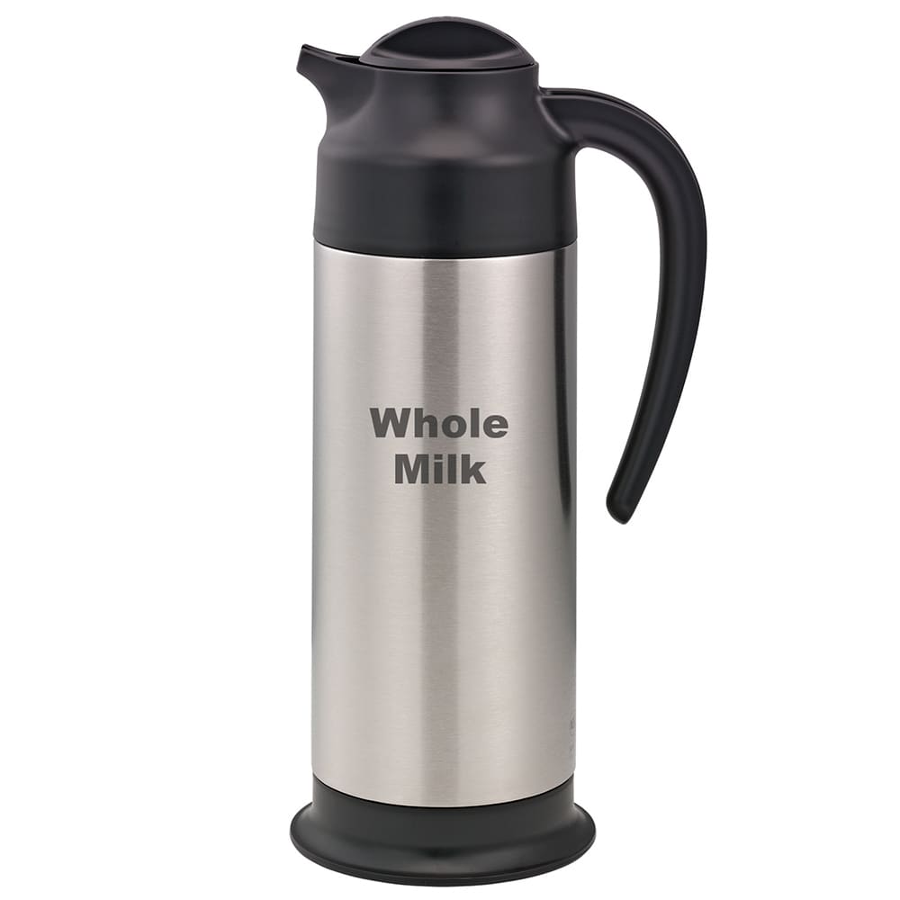 Service Ideas SSN100WHOLEET 1 liter Vacuum Carafe w/ Screw On Lid & Stainless Liner - Brushed Stainless