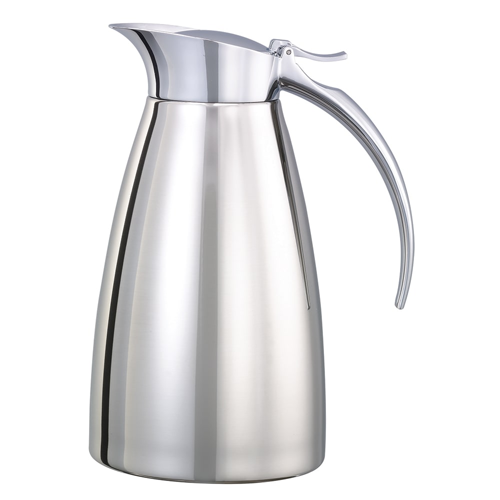 Service Ideas SVSC06PS 20 oz Vacuum Carafe w/ Flip Top Lid & Stainless Liner - Polished Stainless