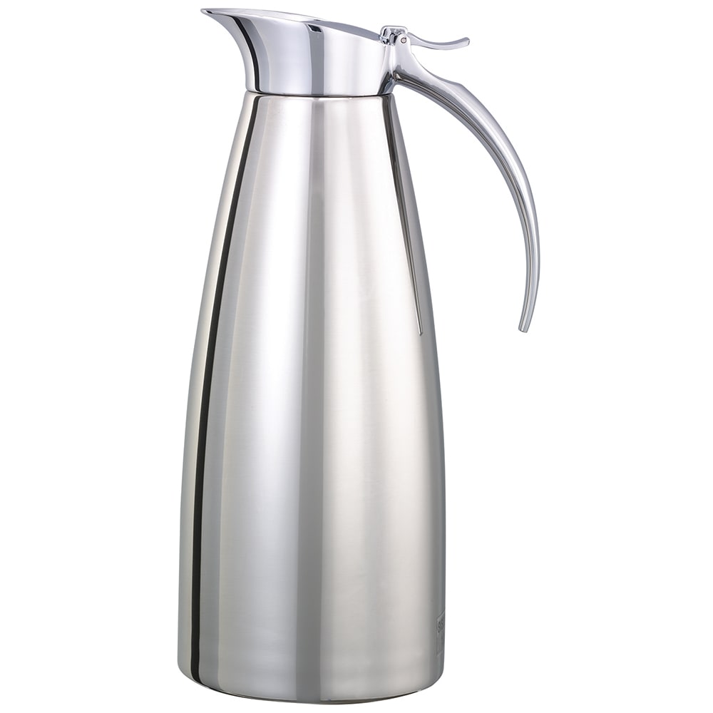 Service Ideas SVSC10PS 1 liter Vacuum Carafe w/ Flip Top Lid & Stainless Liner - Polished Stainless